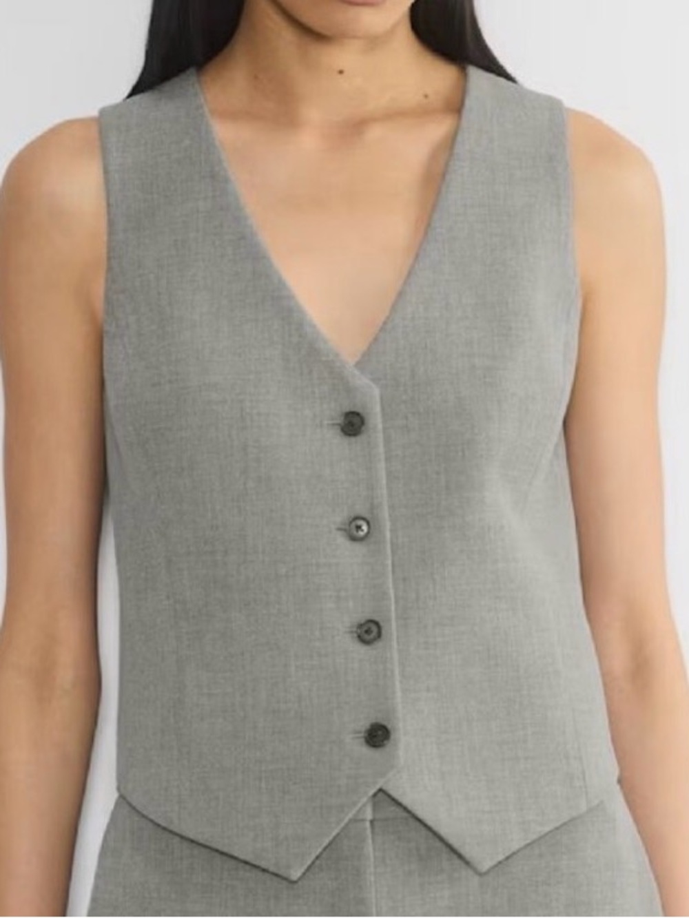 Aritzia Babaton Deniro Vest Size 6 Grey Button Up Office Minimalist
